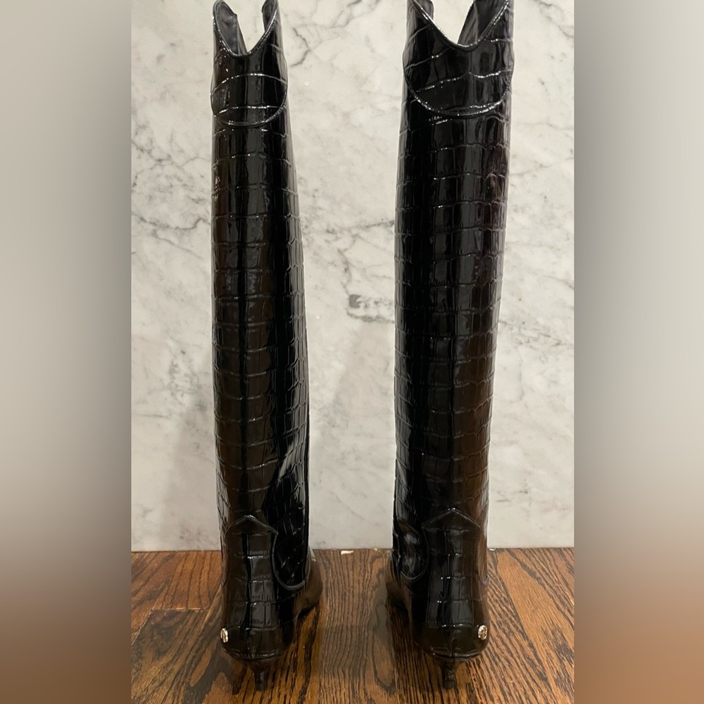 Anine Bing TALL RAE BOOTS - BLACK EMBOSSED NIB size 38 - Picture 9 of 11